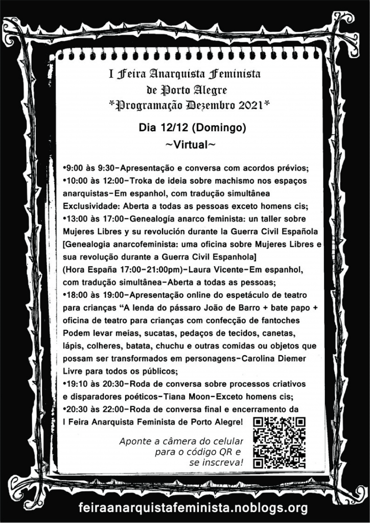 Cartaz com a programação virtual da Feira